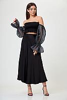 Женская летняя из вискозы черная нарядная большого размера юбка Anelli 1291 черный 44р.