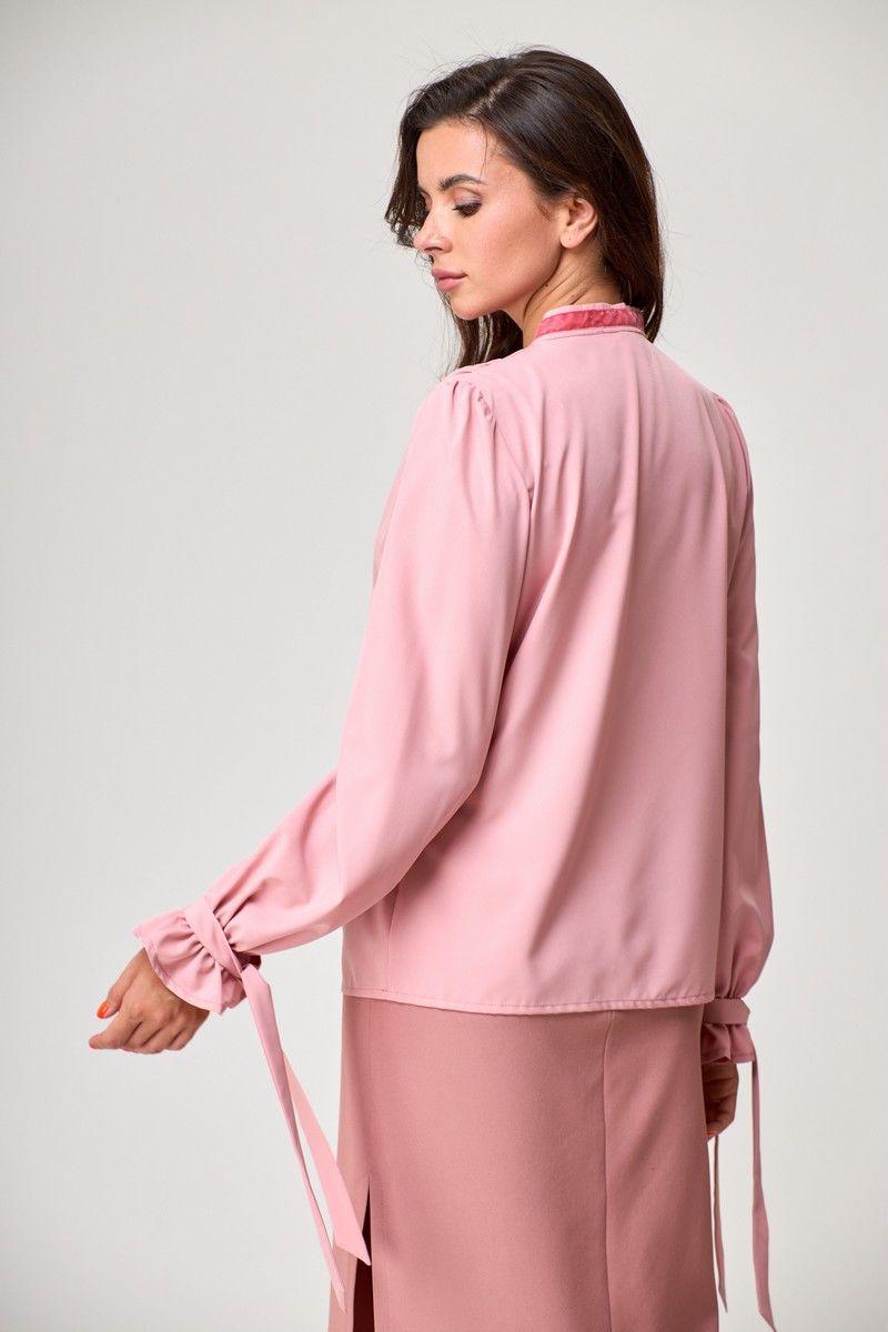 Женская осенняя хлопковая розовая блуза Anelli 828 розовый 44р. - фото 3 - id-p194864564
