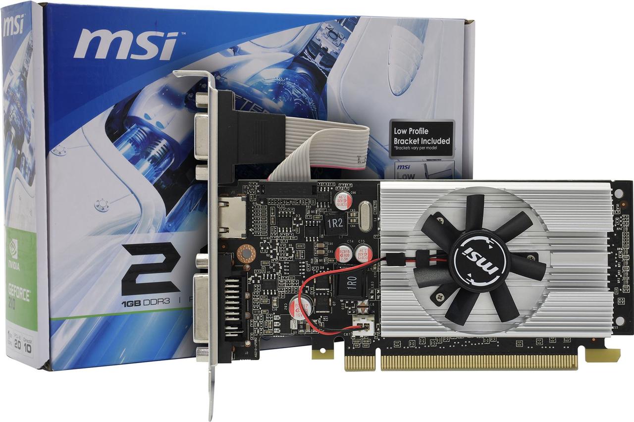 1Gb PCI-E DDR3 MSI N210-1GD3/LP (RTL) D-Sub+DVI+HDMI GeForce 210