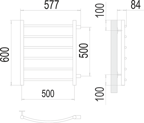 Полотенцесушитель водяной Классик П6 500х600 бп 500 TERMINUS, фото 2