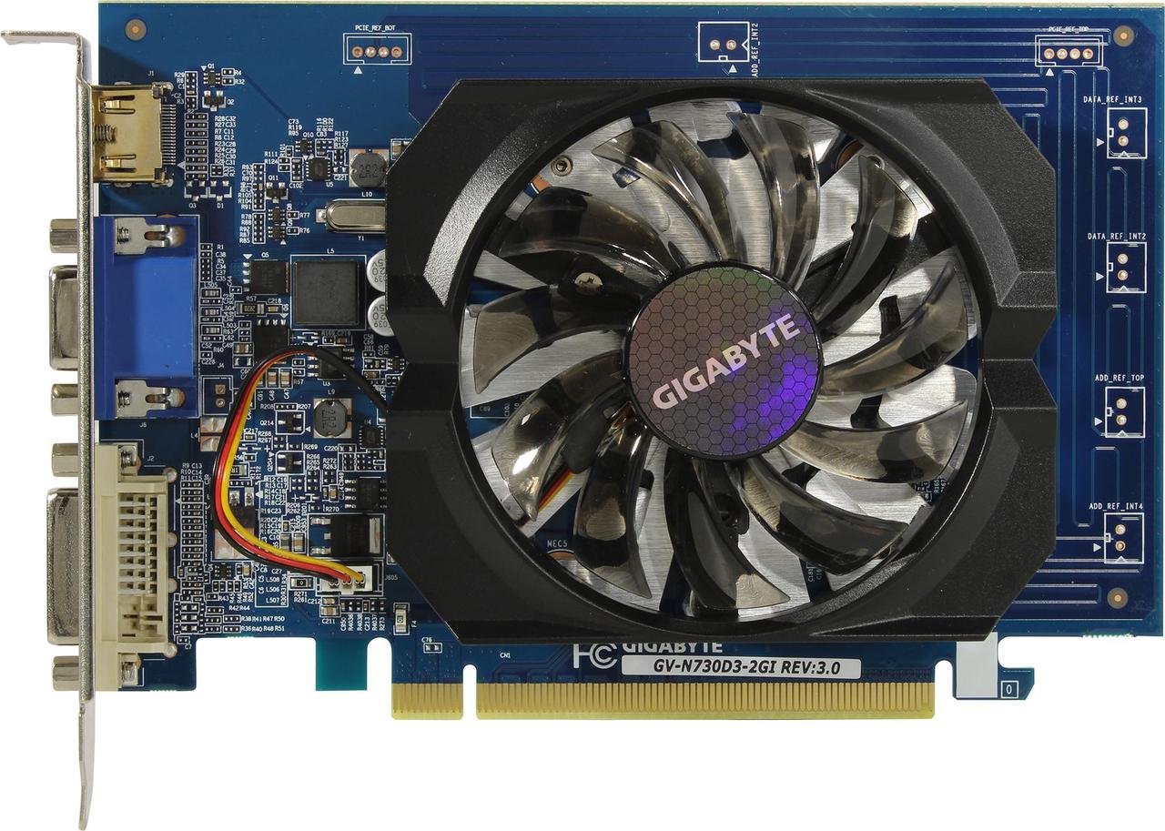 2Gb PCI-E DDR3 GIGABYTE GV-N730D3-2GI Rev3.0(RTL) D-Sub+DVI+HDMI GeForce GT730