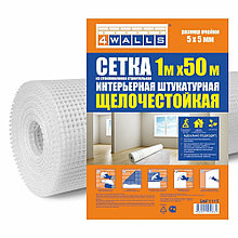 Сетка интерьерная штукатурная, стекловолокно, ячейка 5*5, белая, 4Walls