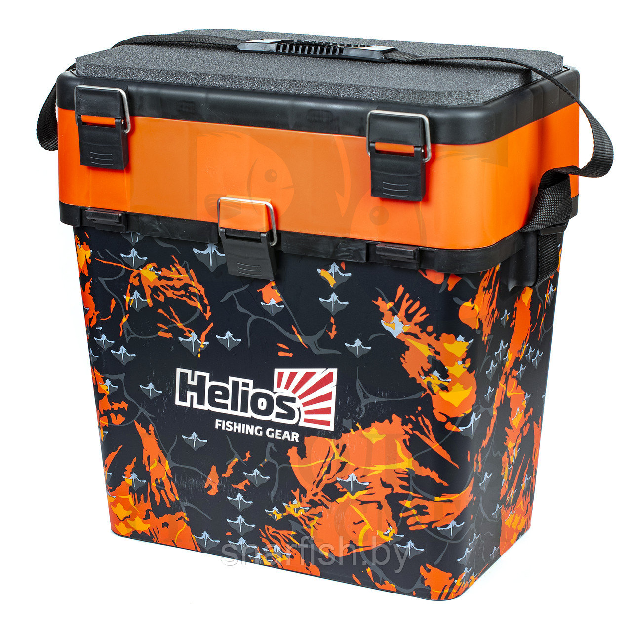 Ящик для зимней рыбалки двухсекционный Helios Shark 19 л (оранжевый)