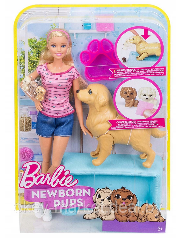 Игровой набор Barbie Кукла и собака с новорожденными щенками FDD43 - фото 1 - id-p89994388