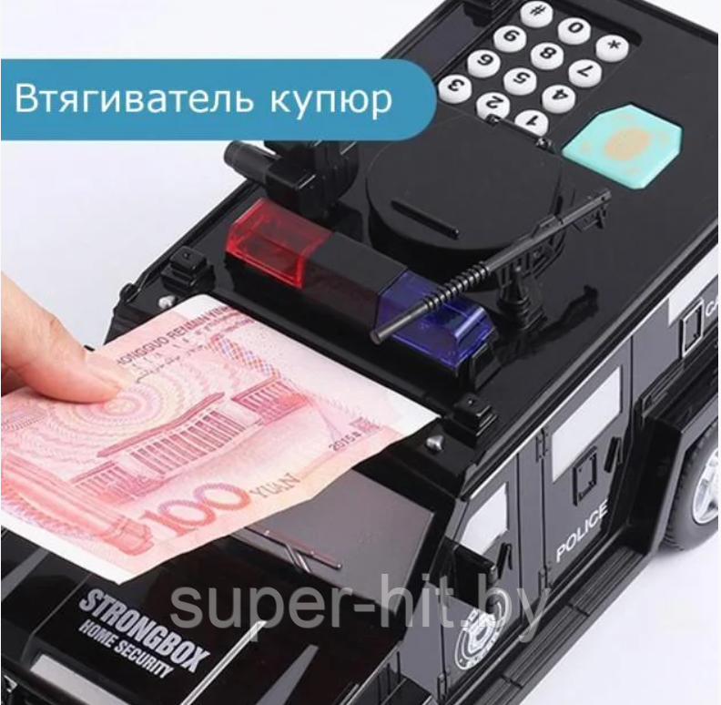 Полицейская машинка сейф копилка CASH TRUCK с кодом и отпечатком пальца - фото 8 - id-p195030632