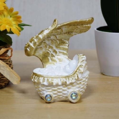 Статуэтка ангел мини в коляске белый/золото 9,5 см арт. ДС-038АК - фото 1 - id-p190735452