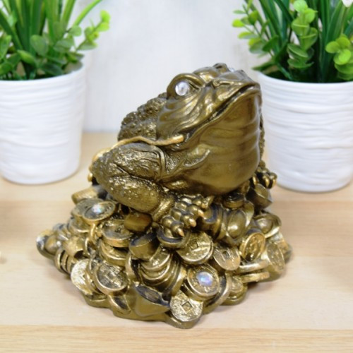 Статуэтка жаба на монетах бронза 15см арт. ДС-008СК - фото 1 - id-p190735466