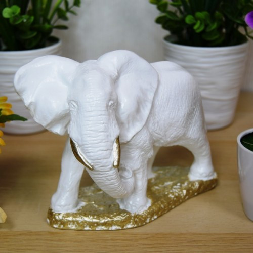 Статуэтка слон малый белый/золото 14см арт. ДС-004СК - фото 1 - id-p190735479