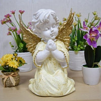 Статуэтка ангел большой молящийся юноша белый/цветной арт. ДС-1011