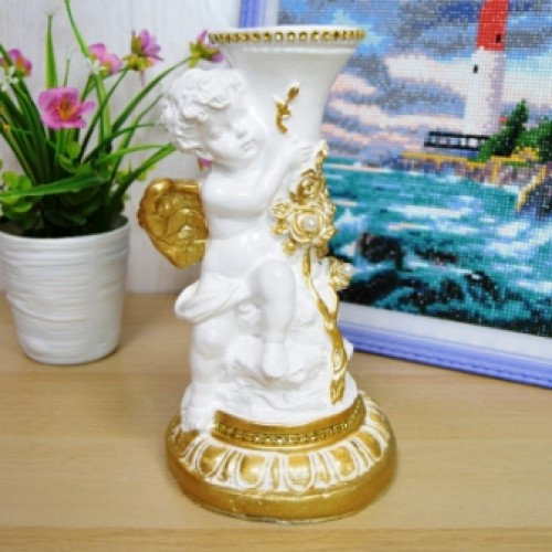 Статуэтка ангел большой подсвечник белый/золото 25 см арт. ДС-1029 - фото 1 - id-p195030999