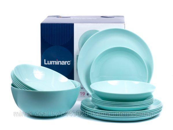 НАБОР ПОСУДЫ стеклокерамический “Diwali light turquoise” 19 пр.: 18 тарелок 19/20/25 см, салатник 21 см.