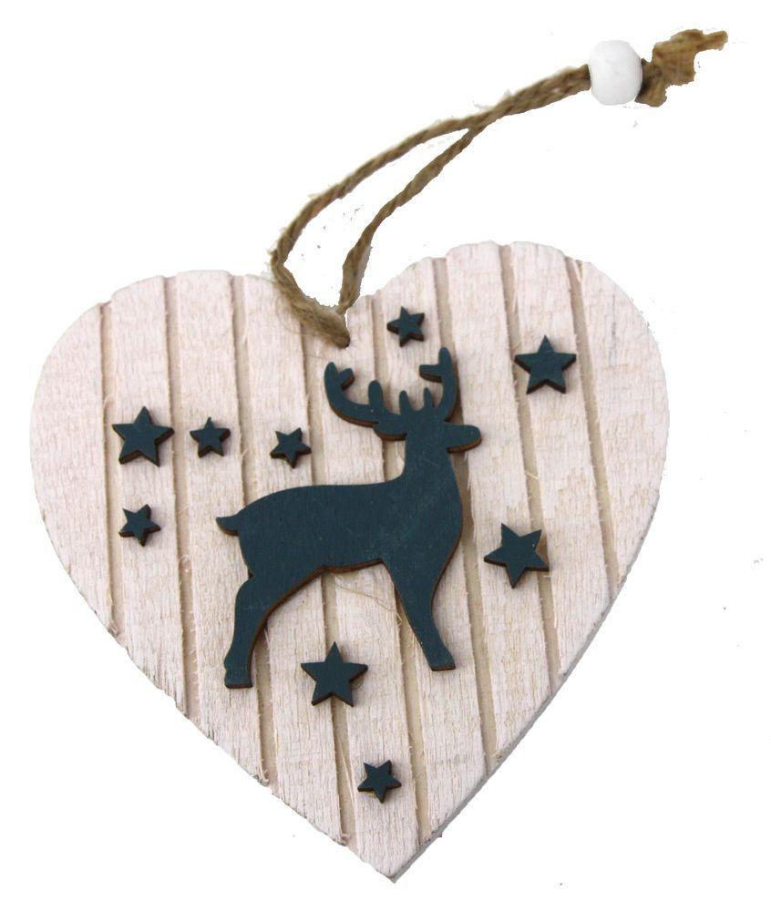 Новогоднее украшение "Сердце с оленем" в асс-те. 10 см.