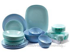 НАБОР ПОСУДЫ стеклокерамический “Diwali turquoise/blue” 38 пр.: 18 тарелок, 7 салатников, 6 чашек, блюдо