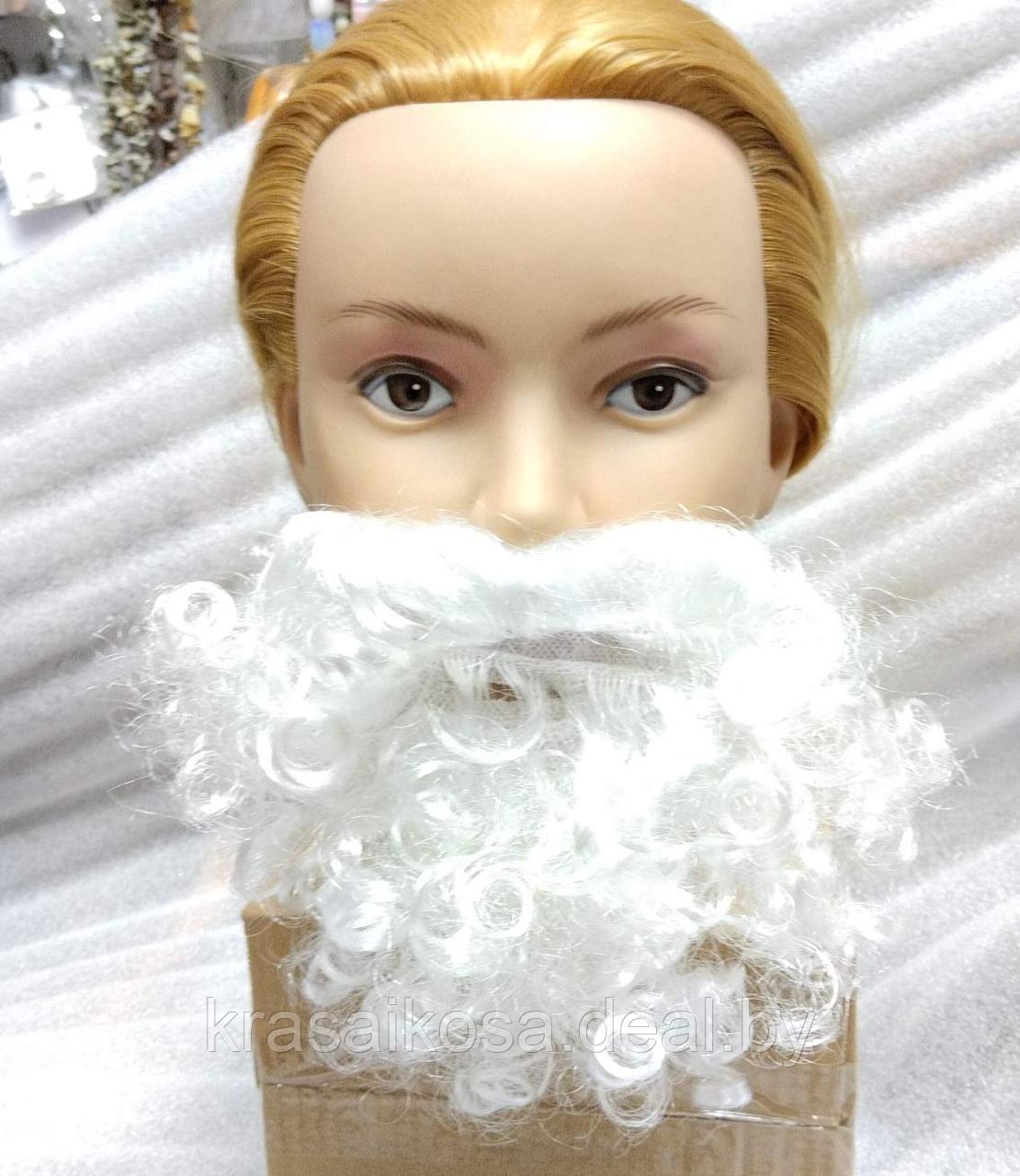 Борода Деда мороза Гнома белая короткая карнавальная