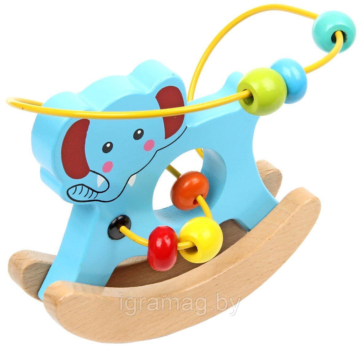 Обучающая деревянная игрушка лабиринт-качалка Слоник - фото 3 - id-p195056231