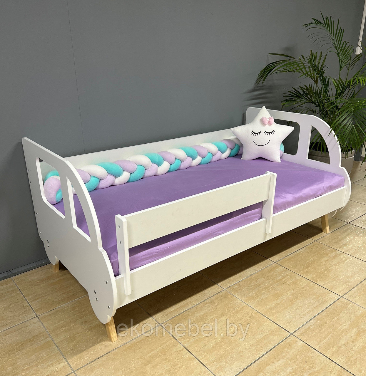 Кровать с бортиком "Машинка" (80х160 см) МДФ