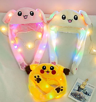 Шапка светящийся Зайка  двигающимися ушками. Разные мордочки!Лучший подарок!