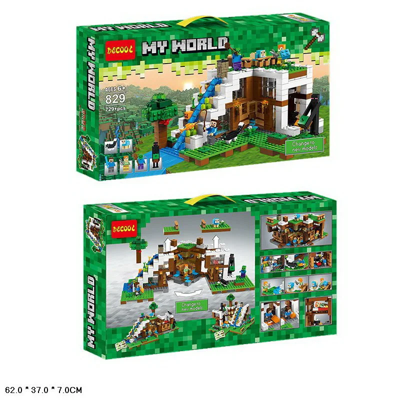 Конструктор Decool My World "База на водопаде" (LEGO Minecraft) 729 деталей, арт.829 о - фото 1 - id-p195058913