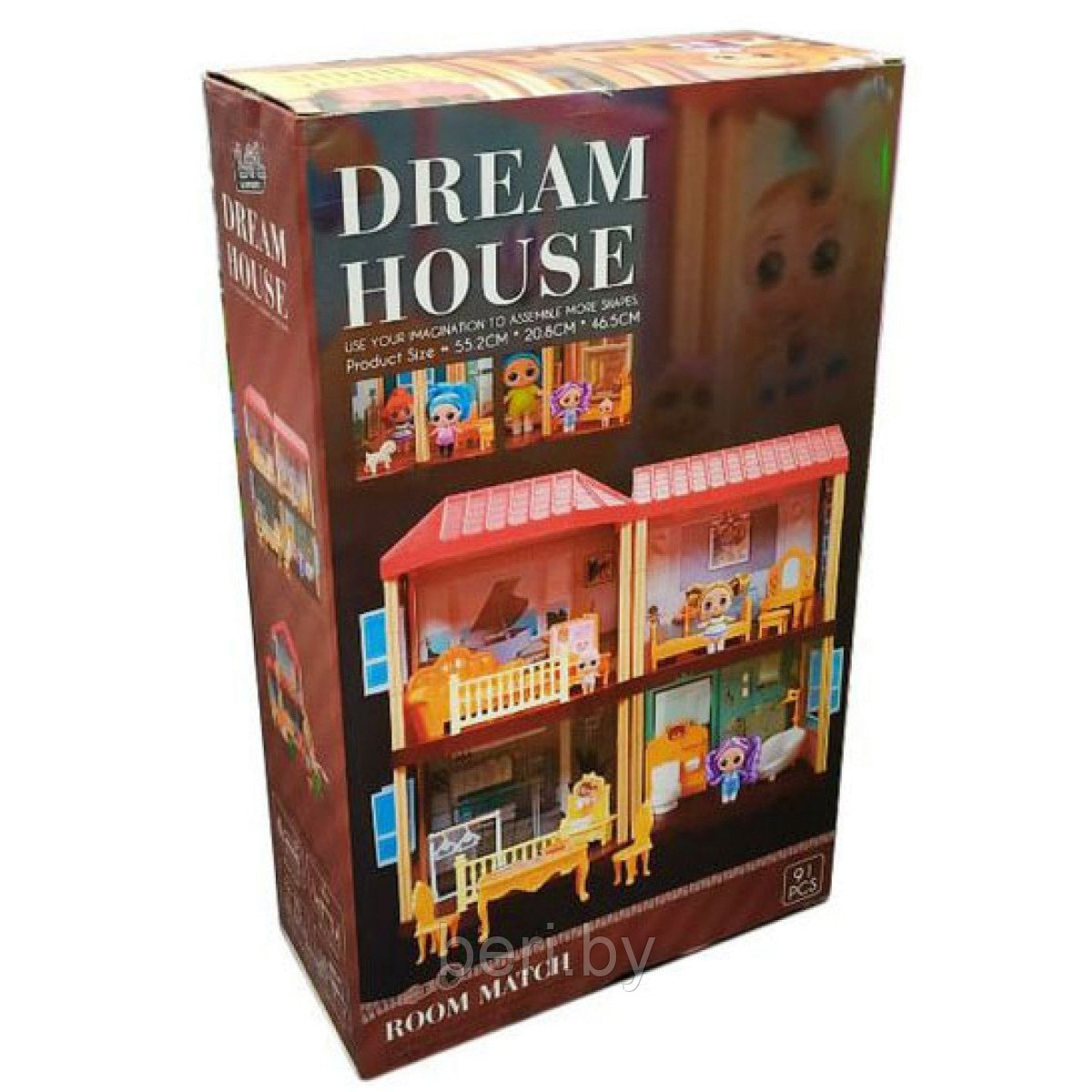 LL-055 Кукольный дом DREAM HOUSE, 91 деталь, игровой домик, кукольный домик с мебелью - фото 5 - id-p195058982
