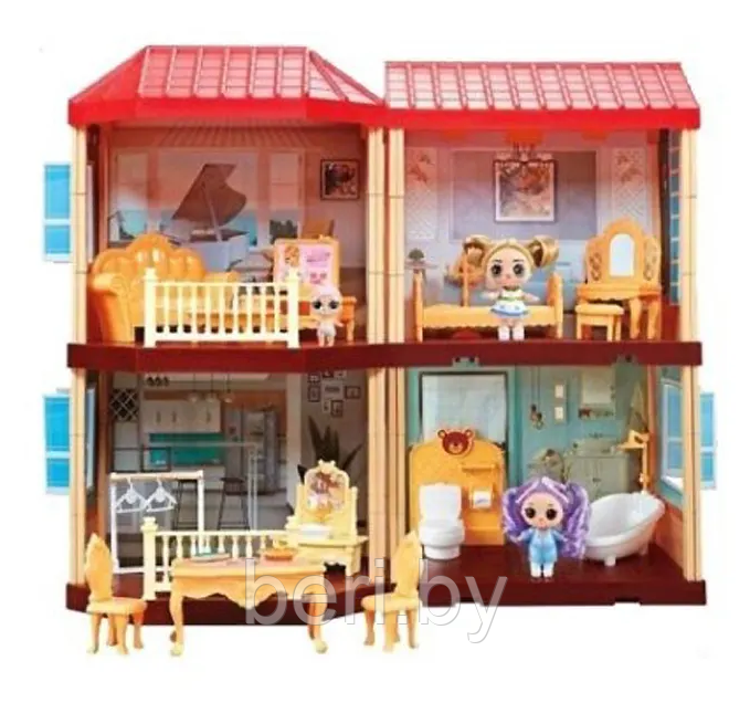 LL-055 Кукольный дом DREAM HOUSE, 91 деталь, игровой домик, кукольный домик с мебелью - фото 2 - id-p195058982