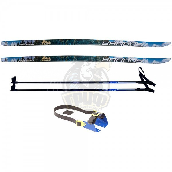 Комплект беговых лыж STC с палками из стекловолокна и креплением под обычную обувь (арт. Kompl-KR-RG)