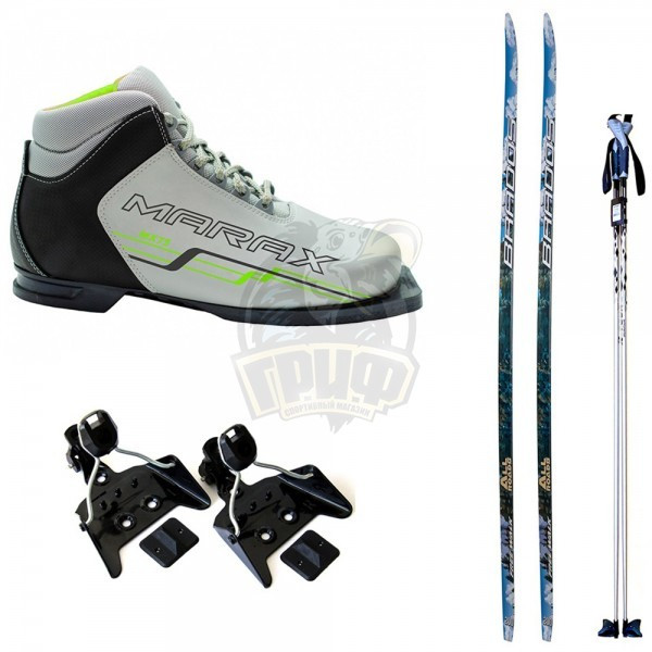 Комплект беговых лыж STC с палками Alu, креплением NN-75 и ботинками Marax MX-75 (арт. Kompl-N75-MX75-Alu) - фото 1 - id-p195060840