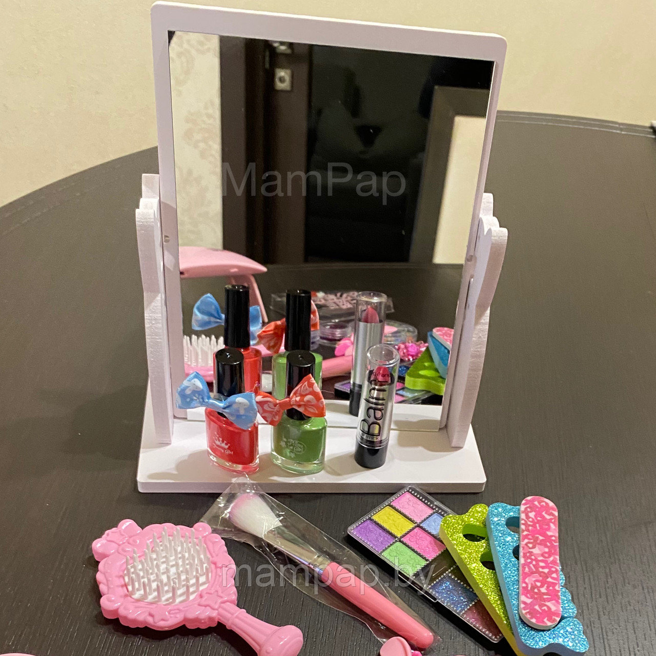 Набор детской косметики + лампа для сушки ногтей + зеркало на подставке ВСЕГО 21 предмет - фото 1 - id-p195092250