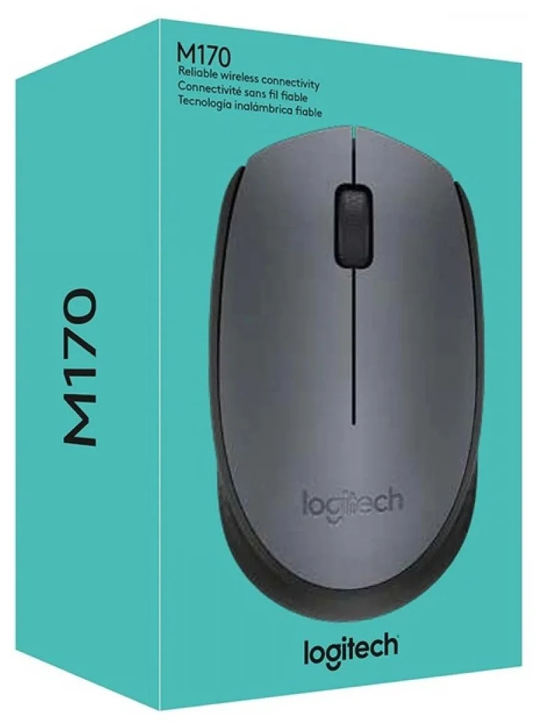 Мышь Logitech M170 серый/черный оптическая (1000dpi) беспроводная USB (2but) - фото 5 - id-p195193519