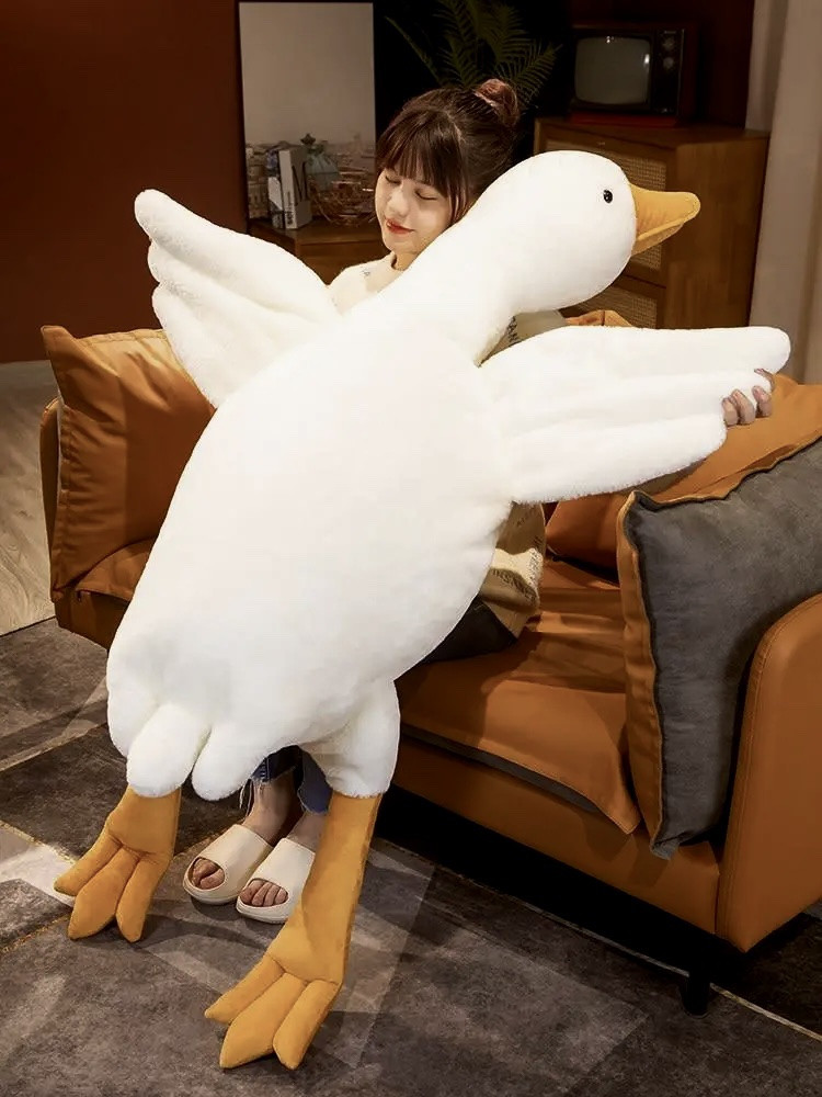 Мягкая плюшевая детская игрушка большая подушка Гусь 160 см антистресс для детей уточка лебедь