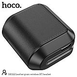 Беспроводные наушники Hoco DES22 TWS кожаный чехол, цвет: черный, фото 3