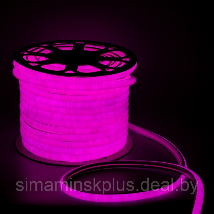 Гибкий неон Luazon Lighting 16 мм D-образный, IP65, 50 м, SMD2835, 120 LED/м, 220 В, свечение розовое