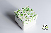 Коробка 150х150х150 Зеленые листья (белое дно)