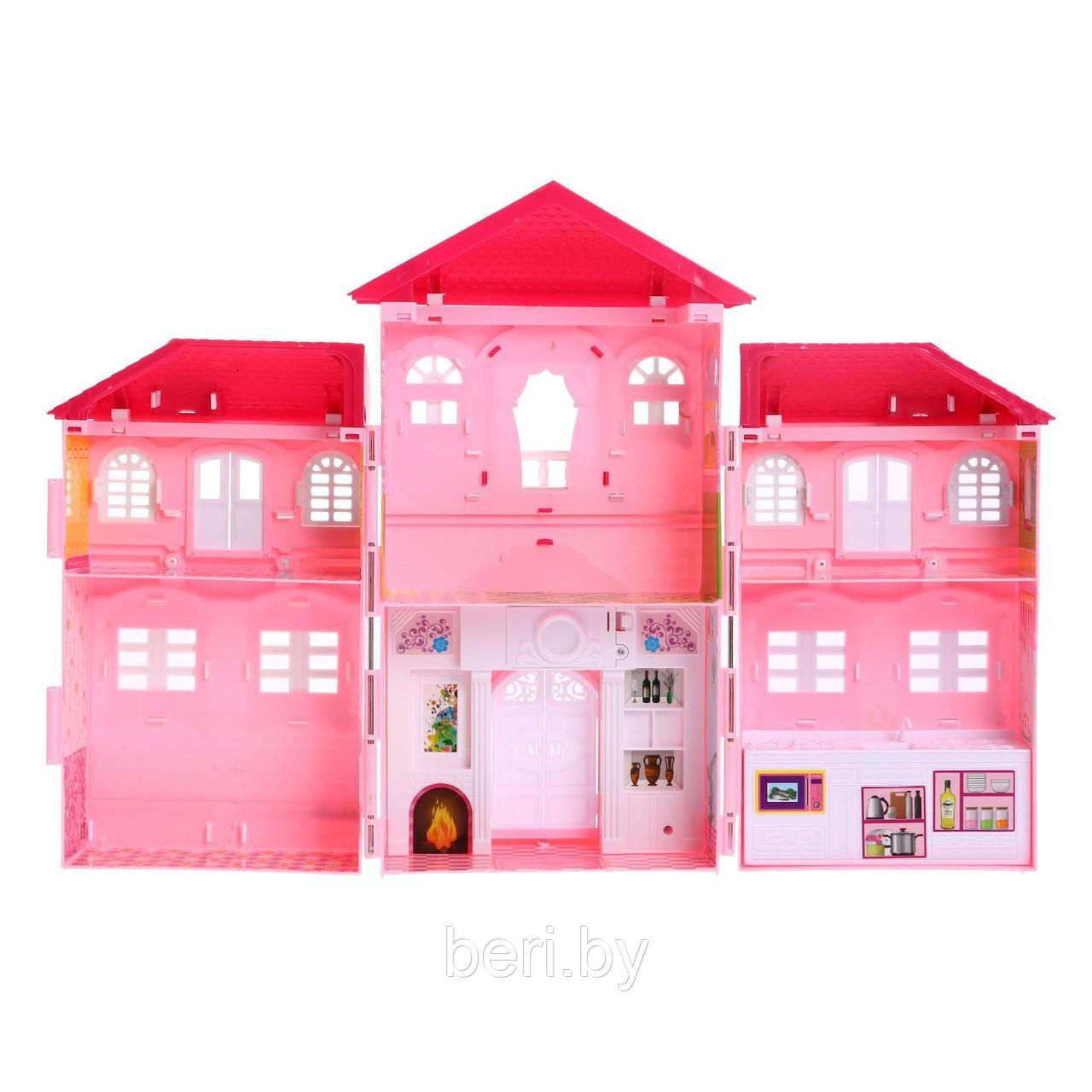 6651 Кукольный дом, игровой кукольный домик с мебелью, свет, звук - фото 2 - id-p195201712