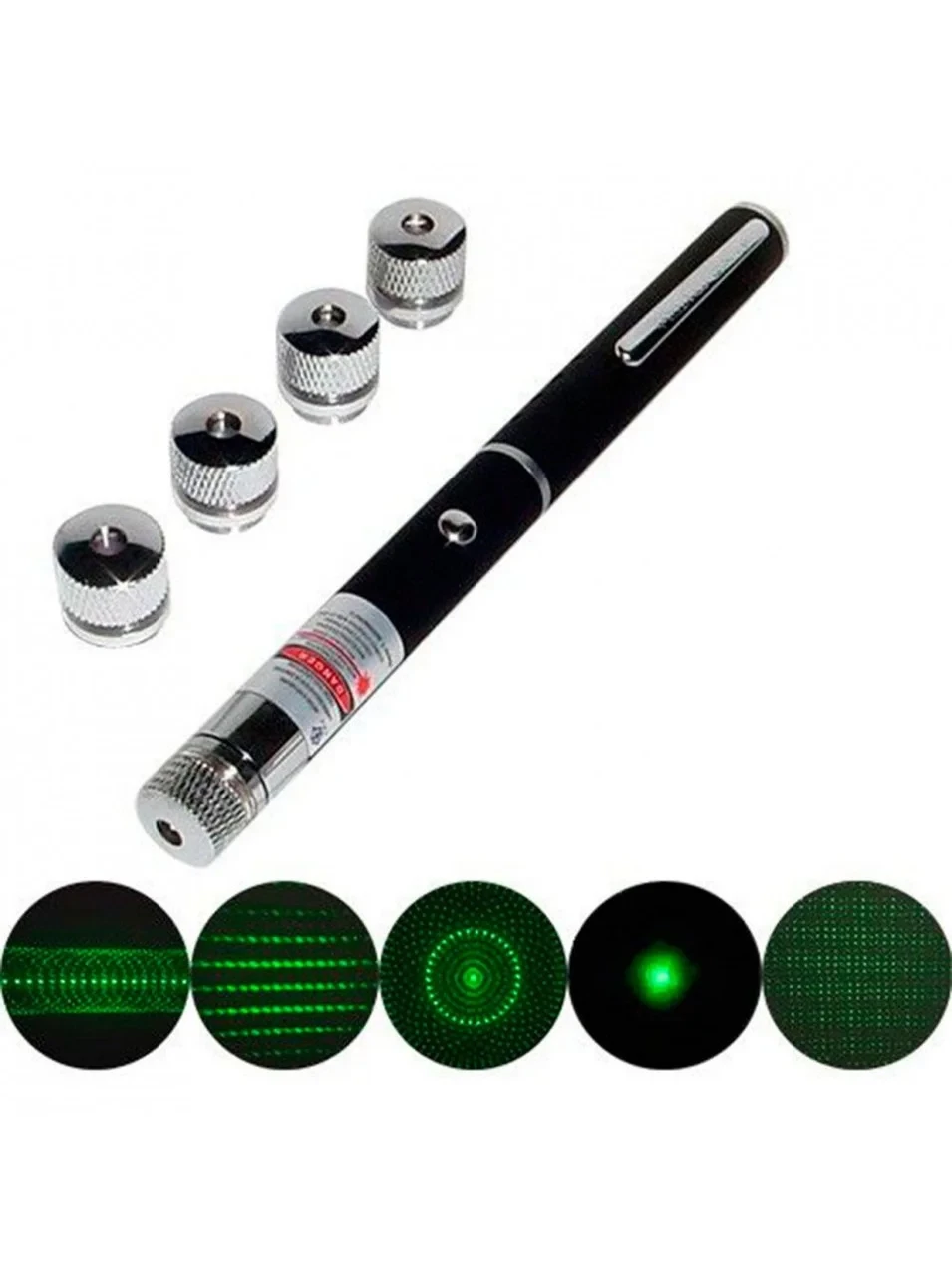 Лазерная указка Green Laser Pointer с 5 насадками