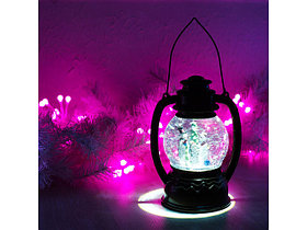 Декоративный фонарь с эффектом снегопада и подсветкой "Снеговики", Белый (Применяется для эксплуатации в