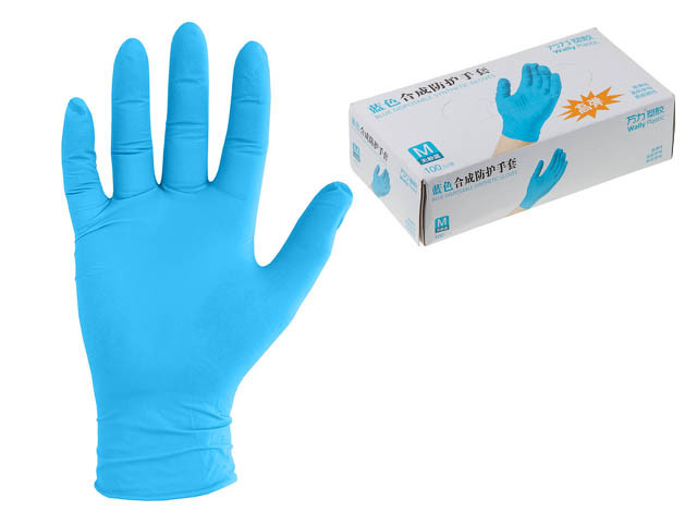 Перчатки нитриловые, р-р M, синие, уп.100 шт. (мин. риски) () - фото 1 - id-p195206625
