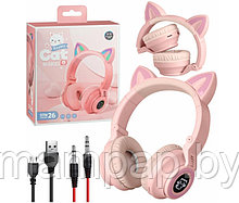 STN-26 (СТН-26) наушники Кошачьи Ушки Cat Ear детские беспроводные Bluetooth, MP3, FM, AUX, Mic, LED