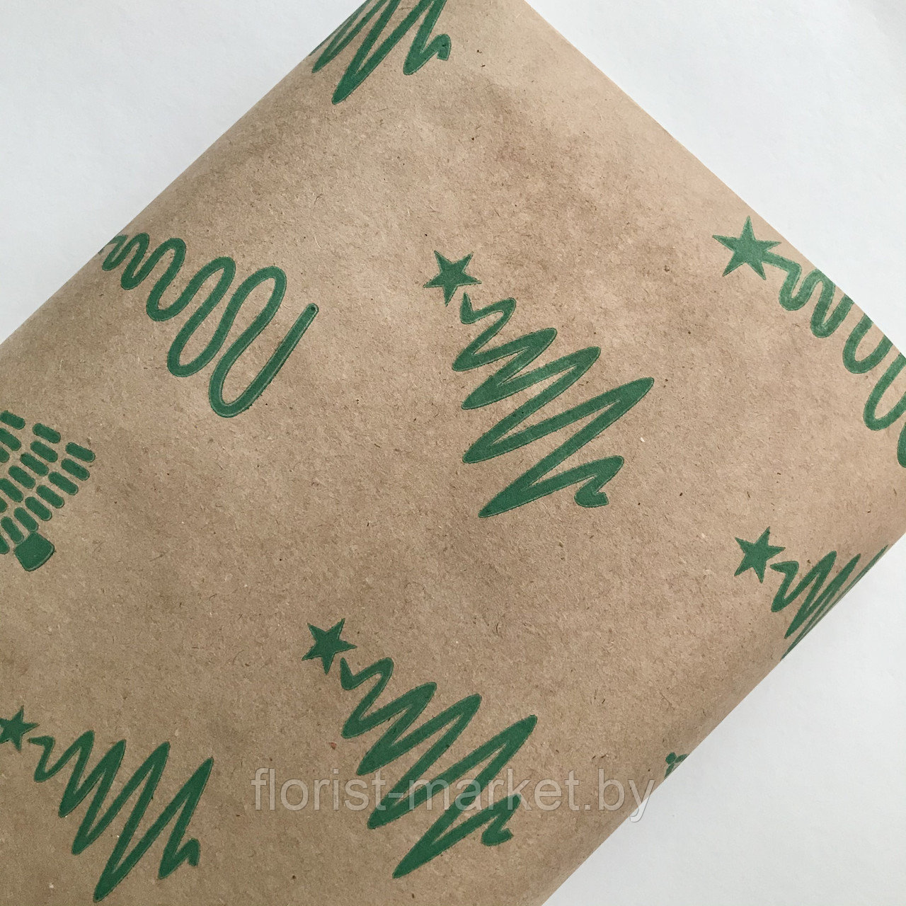 Крафт-бумага "Елочки", 60 см*10 м, зеленый