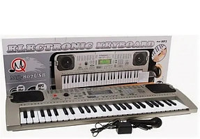 Детский синтезатор-пианино MQ-807USB с микрофоном, от сети, 54 клавиши, электронная клавиатура