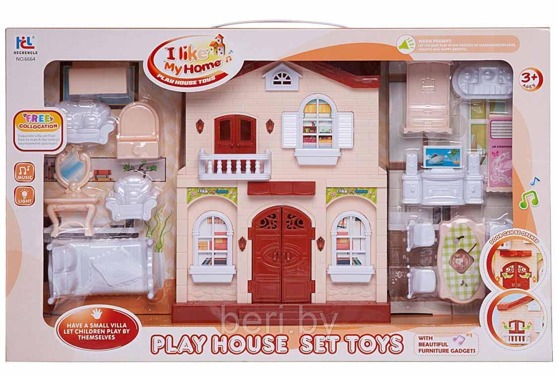 6662 Кукольный дом, "Мой новый дом", игровой домик, кукольный домик с мебелью, свет, звук - фото 1 - id-p195206196