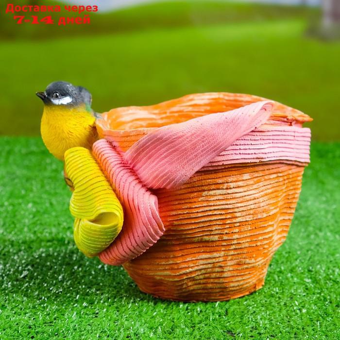 Фигурное кашпо "Птичка на шляпе с бантиком" 21х17 см - фото 7 - id-p195034455
