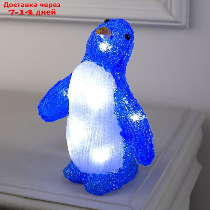 Фигура акрил."Пингвин танцующий" 20х7х7 см, 2хАА (не в компл), 10 LED, БЕЛЫЙ - фото 1 - id-p195036576