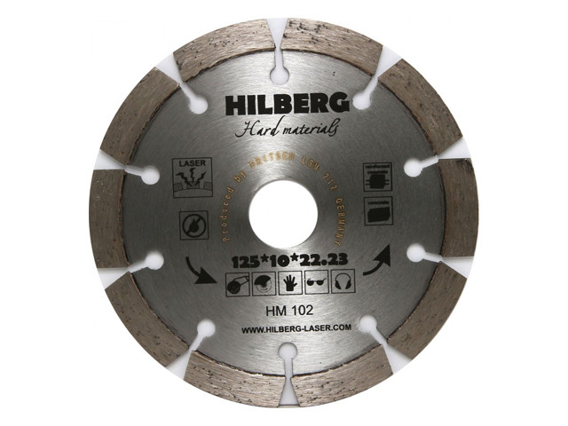 Алмазный круг 125х22,23 мм по ж/бетону Hard Materials HILBERG (Лазерная сварка. Обрабатываемый - фото 1 - id-p195214919