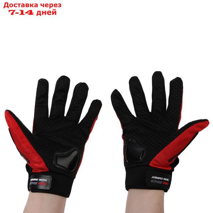 Перчатки для езды на мототехнике, с защитными вставками, пара, размер L, красный - фото 2 - id-p195035951