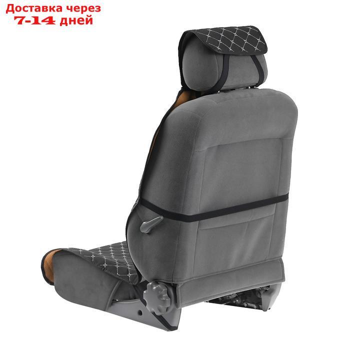 Накидка на переднее сиденье, лен, размер 55 х 150 см, черный - фото 3 - id-p195035955
