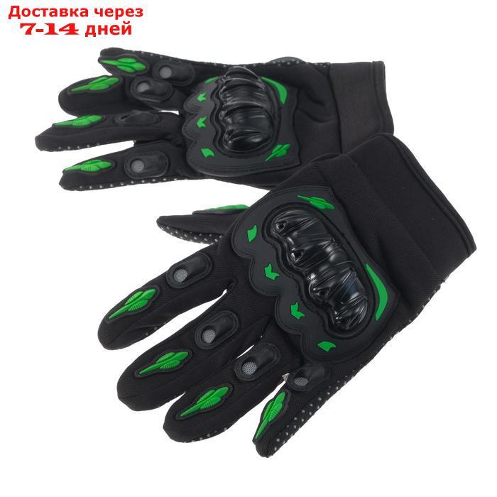 Перчатки для езды на мототехнике, с защитными вставками, пара, размер XL, черно-зеленый - фото 4 - id-p195035970