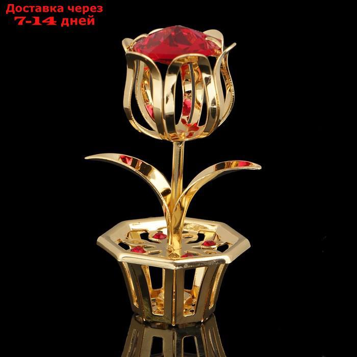 Сувенир "Цветок", 2×2×5 см, с кристаллами Сваровски