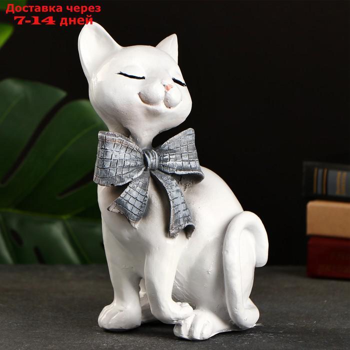 Фигура "Кот с бантом сидит" белый, 23х15см - фото 1 - id-p195036280