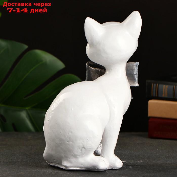 Фигура "Кот с бантом сидит" белый, 23х15см - фото 3 - id-p195036280