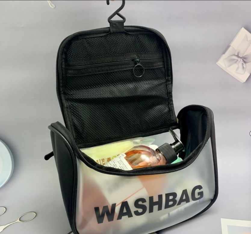 Прозрачная дорожная косметичка Washbag для путешествий с ручкой - фото 2 - id-p195224317